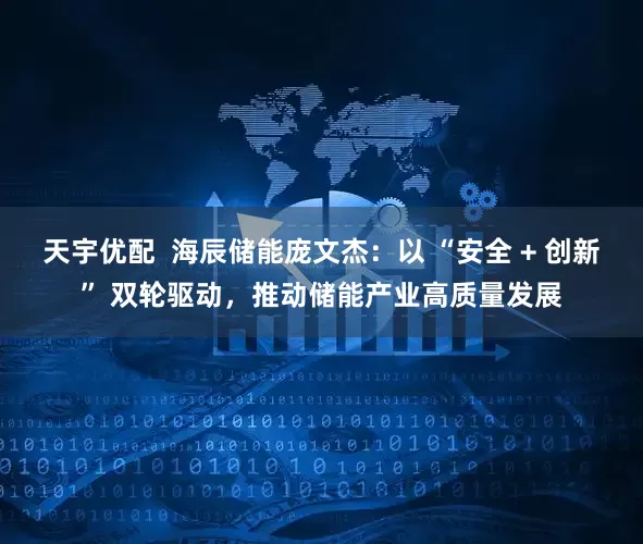 天宇优配  海辰储能庞文杰：以 “安全 + 创新” 双轮驱动，推动储能产业高质量发展