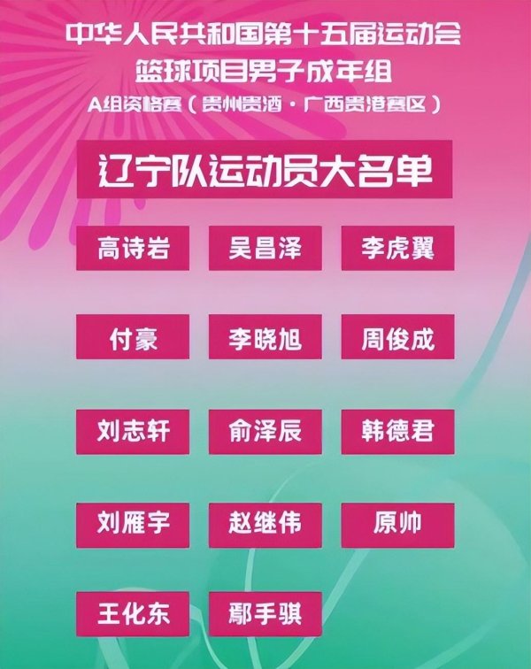 蓝乔配资 辽宁官宣全运会14人名单，韩德君领衔，周琦转投四川郭艾伦缺席！